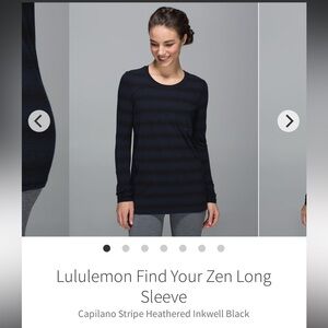 #127-LULULEMON-Find Your Zen Long Sleeve
Capilano Stripe Heathered Inkwell Black